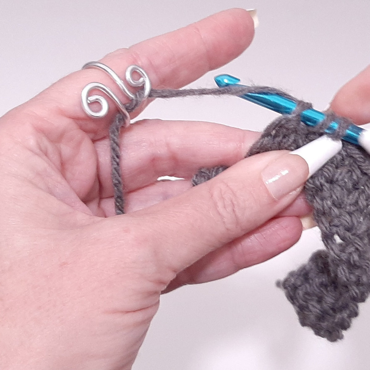 Yarn Tension Ring Stainless Steel Mushrooms Adjustable Ring Size 6