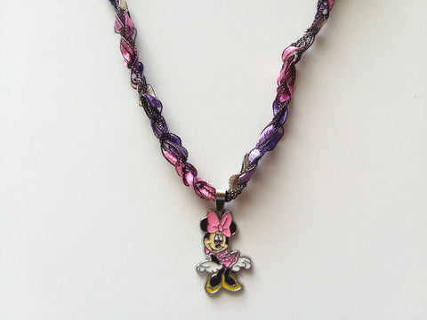 Princess or Character Pendant with Crocheted Trellis Ladder Yarn Chain