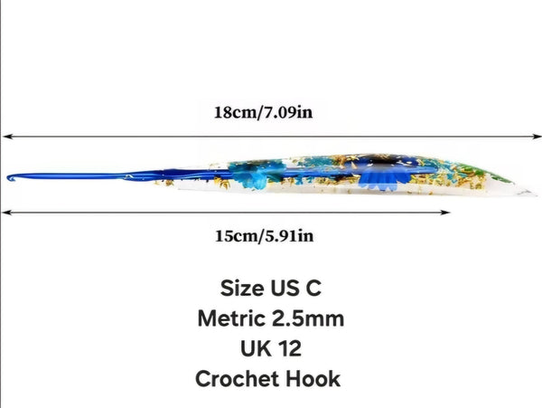 Pretty Resin Crochet Hook Full Set 9 Sizes 2.0-6.0mm Aluminum Hooks with Comfort Grip Ergonomic Floral Handle Hook Size B C D E G 7 H I J