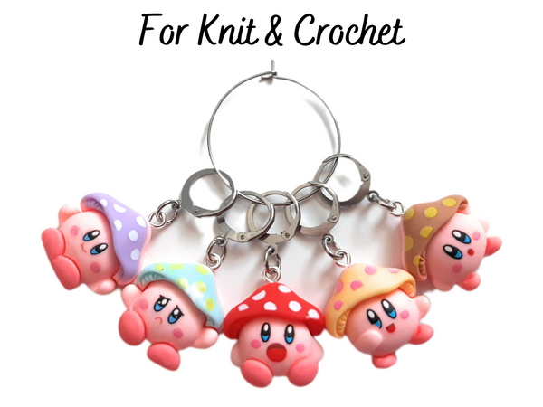 Stitch Markers Mushroom Emotion Characters for Crochet and Knitting Set of 5 Place Markers