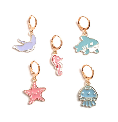 Stitch Markers 5pc Sea Life Starfish Shark Seahorse Charms for Crochet & Knitting