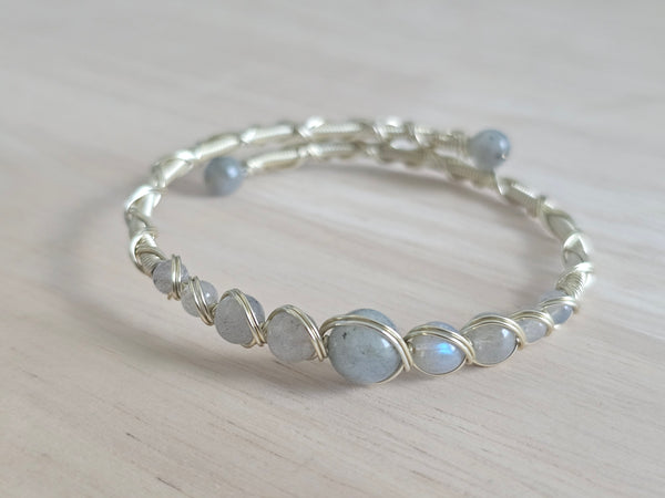 Princess Memory Wire Wrapped Bracelet - Moonstone