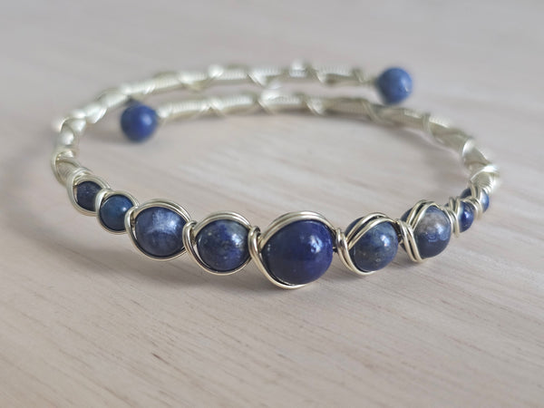 Princess Memory Wire Wrapped Bracelet - Lapis Lazuli