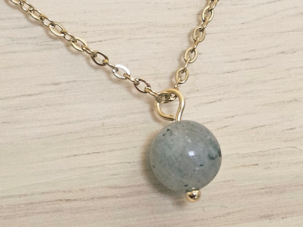 Gold Layered Paperclip Chain Necklace Set with Moonstone Pendant – 2 Piece Stackable Stainless Steel Necklaces