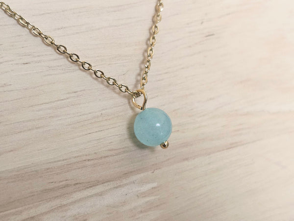 Gold Layered Paperclip Chain Necklace Set with Amazonite Pendant – 2 Piece Stackable Stainless Steel Necklaces