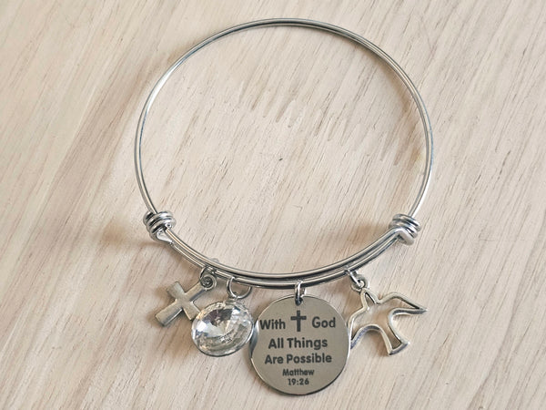 Expandable Charm Bracelet - With God All Things Are Possible
