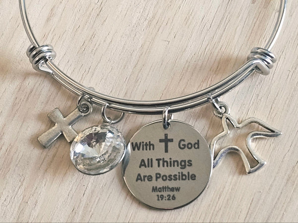 Expandable Charm Bracelet - With God All Things Are Possible