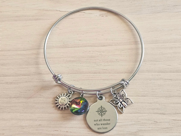 Expandable Charm Bracelet - Not All Who Wander Are Lost