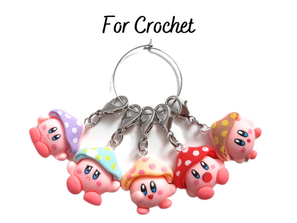 Stitch Markers Mushroom Emotion Characters for Crochet and Knitting Set of 5 Place Markers