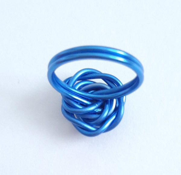 Wire Wrapped Women's Large Swirl Flower Rose Ring Non-Tarnish Rosette Aluminum Ring Silver Pink Blue Sizes 4-12