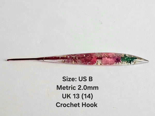 Pretty Resin Crochet Hook Full Set 9 Sizes 2.0-6.0mm Aluminum Hooks with Comfort Grip Ergonomic Floral Handle Hook Size B C D E G 7 H I J