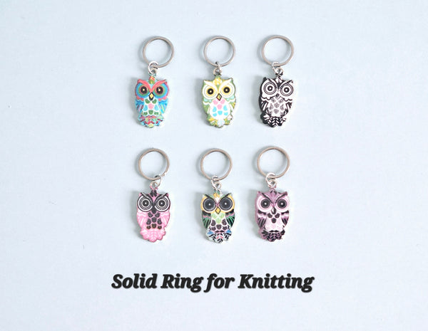 6 Colorful Owl Stitch Markers Set Knitting Crochet Enamel Charms Cute Animal No Snag Progress Keepers Locking Stitch Counter Place Marker