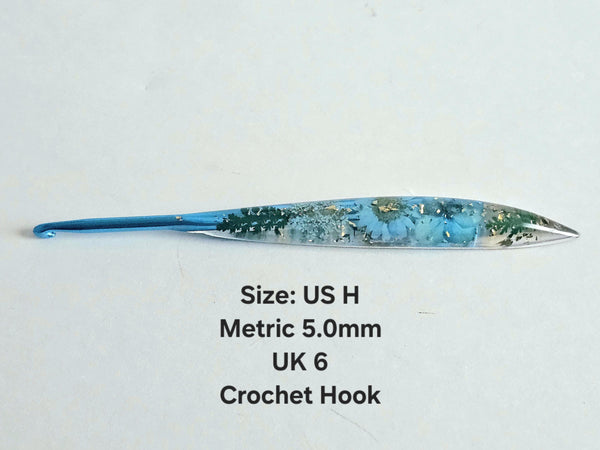 Pretty Resin Crochet Hook Full Set 9 Sizes 2.0-6.0mm Aluminum Hooks with Comfort Grip Ergonomic Floral Handle Hook Size B C D E G 7 H I J