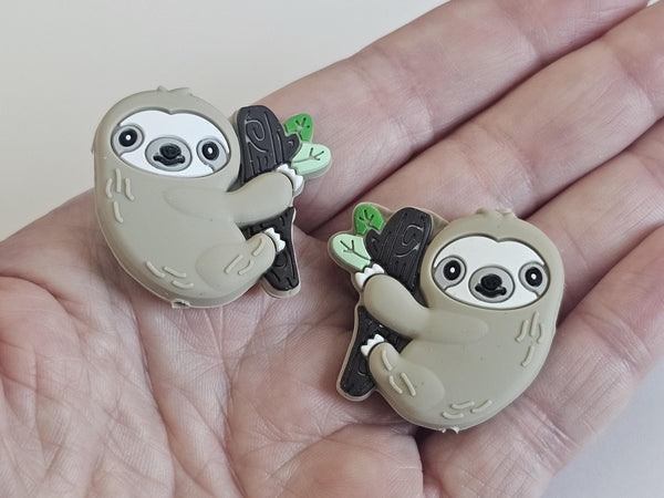 Cute Sloth Knitting Needle Point Protectors Pair of Animal Stitch Stopper Cap Silicone Bead Needle Cover Accessories Notions Gift Knitter