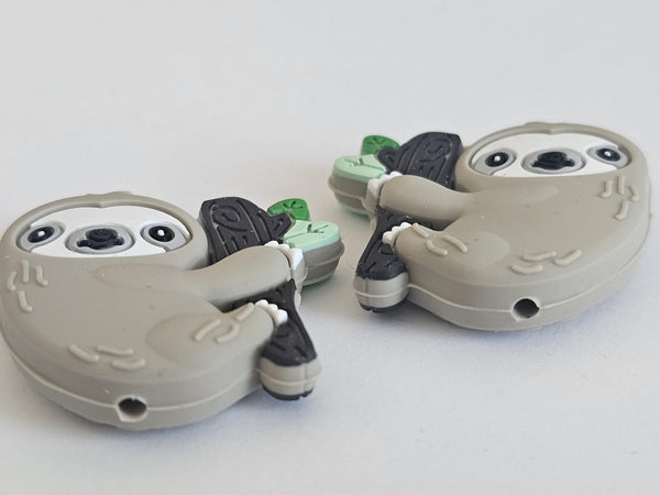 Cute Sloth Knitting Needle Point Protectors Pair of Animal Stitch Stopper Cap Silicone Bead Needle Cover Accessories Notions Gift Knitter