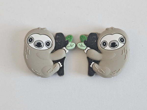 Cute Sloth Knitting Needle Point Protectors Pair of Animal Stitch Stopper Cap Silicone Bead Needle Cover Accessories Notions Gift Knitter
