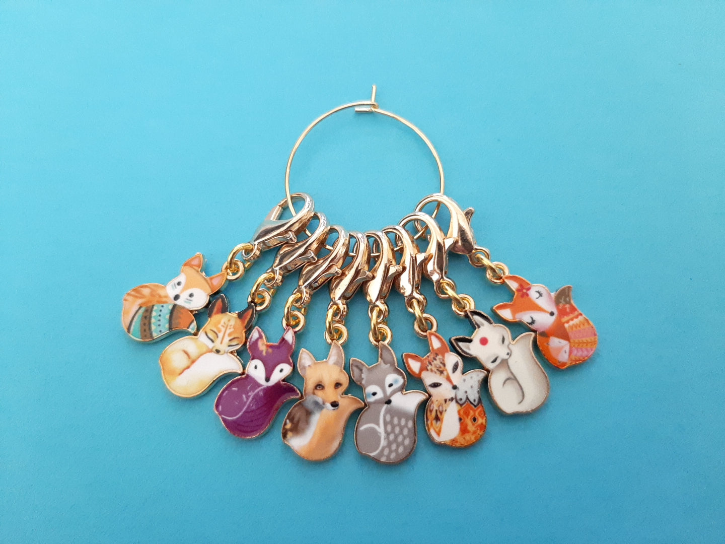 Stitch Markers Fox Characters for Crochet and Knitting Set of 8 Detachable Place Markers Yarn Gifts Accessories