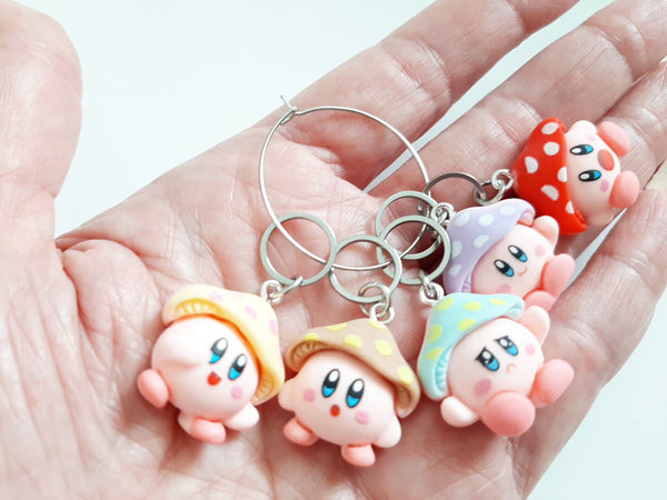 Stitch Markers Mushroom Emotion Characters for Crochet and Knitting Set of 5 Place Markers