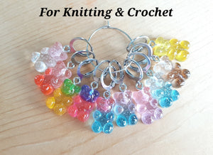 Gummy Bear Glitter Stitch Markers for Crochet and Knitting Set of 10 Detachable Place Marker Yarn Gifts Accessories