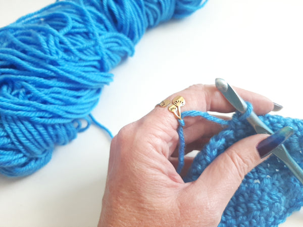 Yarn Tension Ring Stainless Steel Mushrooms Adjustable Ring Size 6-10 Beginner Crocheting Gift