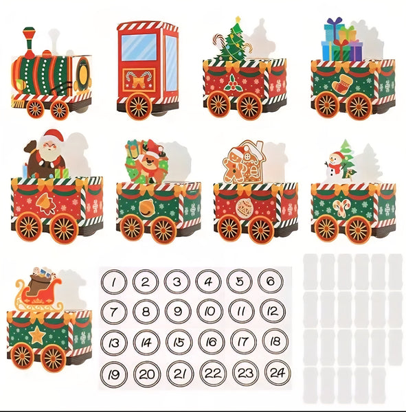 Train Advent Calendar Empty 24 Box Set DIY Make your own Countdown to Christmas Calendar December 1-24 Holiday Themed Numbered Boxes Blind Box