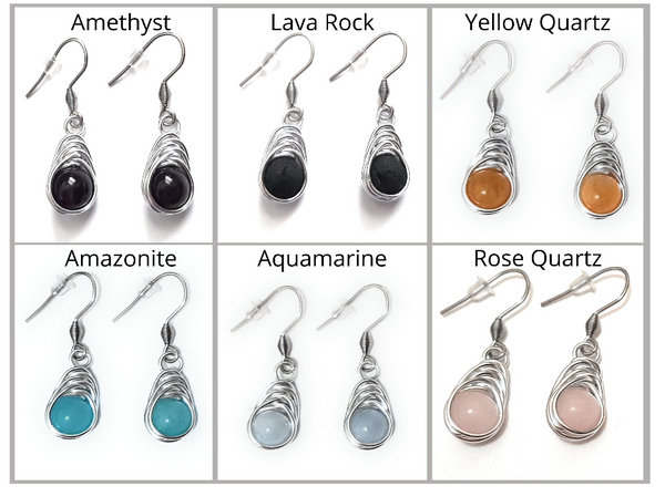 Wire Wrapped Crystal Bead Earrings: Herringbone Weave, Stainless Steel Hooks