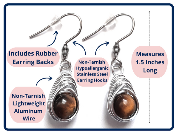 Wire Wrapped Crystal Bead Earrings: Herringbone Weave, Stainless Steel Hooks