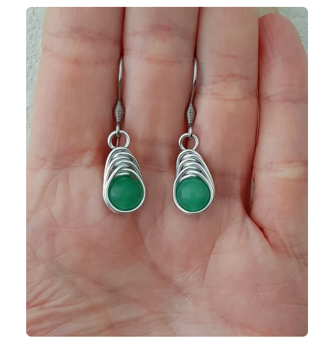 Wire Wrapped Crystal Bead Earrings: Herringbone Weave, Stainless Steel Hooks