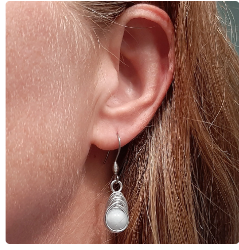 Wire Wrapped Crystal Bead Earrings: Herringbone Weave, Stainless Steel Hooks