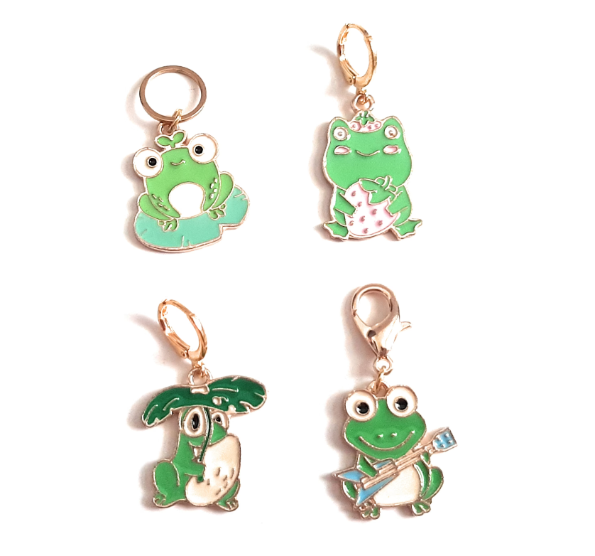 Musical Frogs Stitch Markers Set of 4 Cute Kawaii Knitting Crochet Stitch Markers Progress Keepers Stitch Counter Place Marker