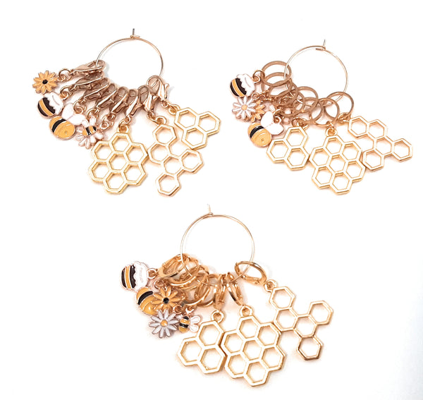 Stitch Markers Honey Bees and Flowers for Crochet and Knitting Set of 8 Detachable Place Marker Progress Keepers Yarn Gifts Accessories