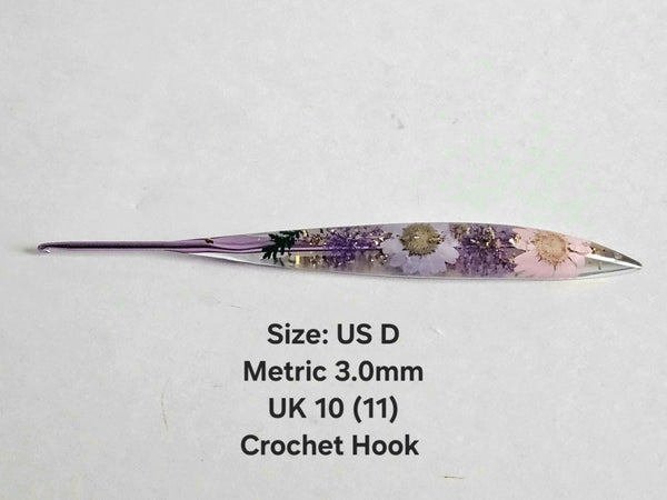 Pretty Resin Crochet Hook Full Set 9 Sizes 2.0-6.0mm Aluminum Hooks with Comfort Grip Ergonomic Floral Handle Hook Size B C D E G 7 H I J