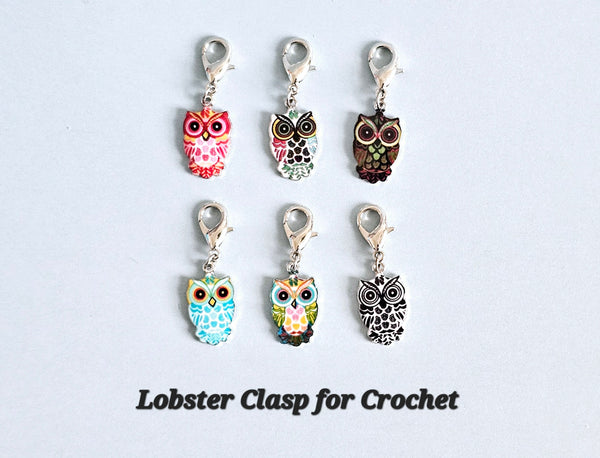 6 Colorful Owl Stitch Markers Set Knitting Crochet Enamel Charms Cute Animal No Snag Progress Keepers Locking Stitch Counter Place Marker