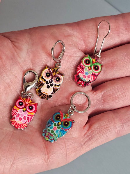 6 Colorful Owl Stitch Markers Set Knitting Crochet Enamel Charms Cute Animal No Snag Progress Keepers Locking Stitch Counter Place Marker