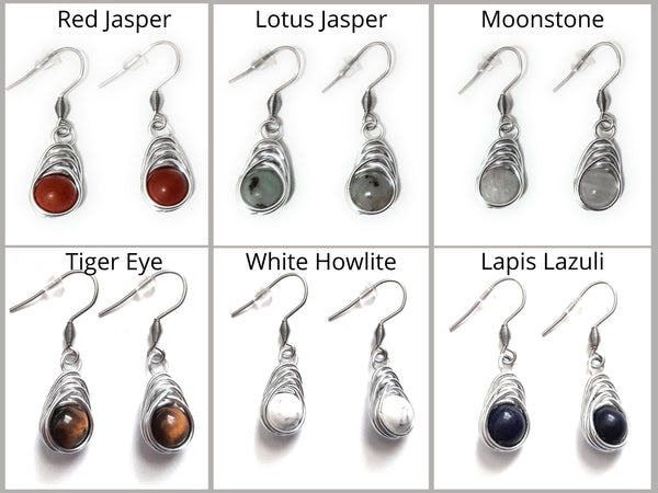 Wire Wrapped Crystal Bead Earrings: Herringbone Weave, Stainless Steel Hooks
