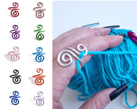 Handmade Crochet Tension Asymmetrical Swirl Ring | Wire Wrapped Knitting or Crochet Tool | Crochet Gifts and Accessories