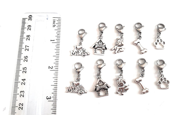 10 Dog/Puppy Paw Print Stitch Markers for Crochet | Bracelet Chain for Storage | Snag Free Locking Progress Keepers | Crochet Dog Lover Gift