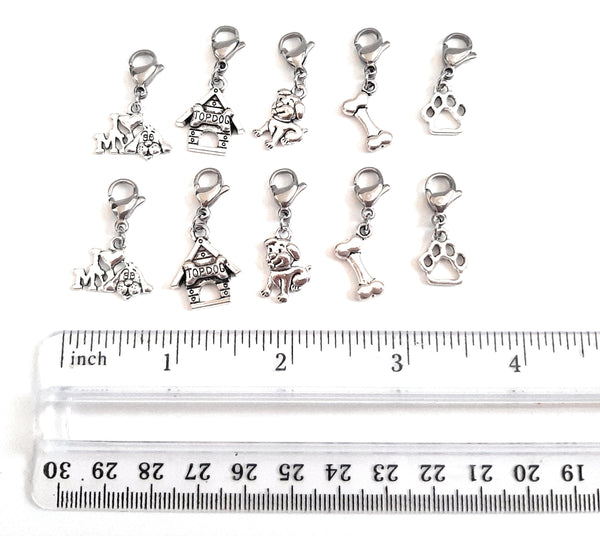 10 Dog/Puppy Paw Print Stitch Markers for Crochet | Bracelet Chain for Storage | Snag Free Locking Progress Keepers | Crochet Dog Lover Gift