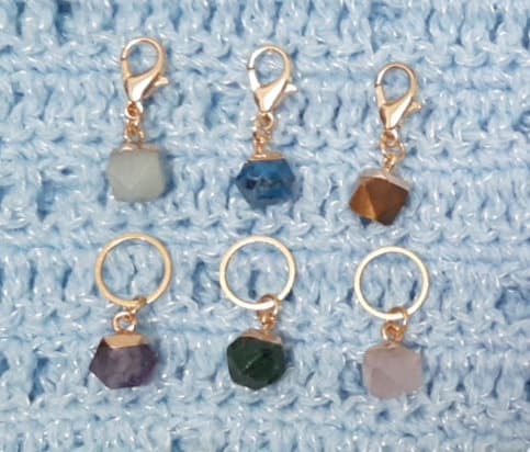Real Gemstone Faceted Crystal Dangle Stitch Markers for Crochet and Knitting Detachable Place Marker| Yarn Gifts| Fun Color Progress Keeper
