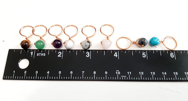 8 Real Gemstone Crystal Bead Copper Stitch Markers for Knitting Only| Healing Stone Place Marker| Yarn Knit Gifts| Fun Color Progress Keeper