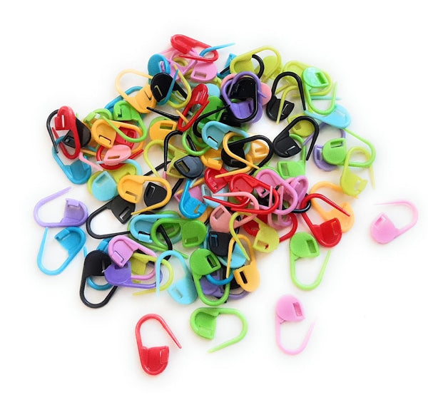 Stitch Markers Set of 10, 25, 50 Random Color Plastic  for Crochet or Knitting | Place Marker | Yarn Keeper Accessories | Locking Safety Pin