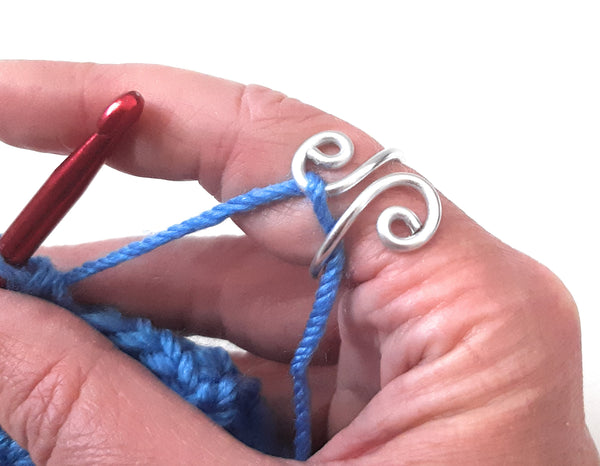 Yarn Tension Ring LEFT-Handed Crocheter Handmade Swirl Crochet Ring Wire Wrapped Knitting or Crochet Yarn Guide Crochet Gifts Accessories