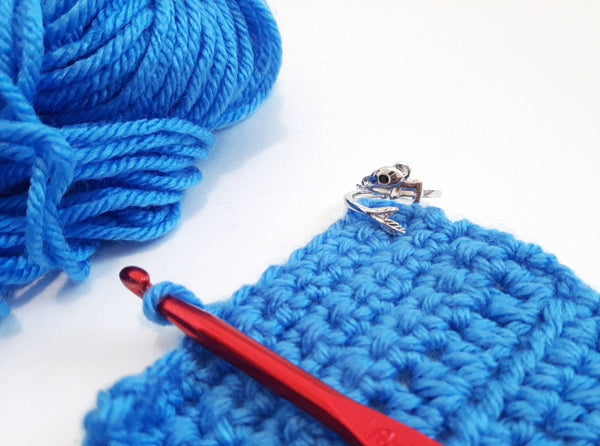 Silver Color Yarn Koala Bear in a Tree Adjustable Size Crochet Ring Size 6-12 Farm Animal Beginner Knitting Gift Tension Regulator Tool