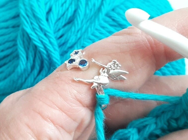 Yarn Tension Ring Fairy Silver Adjustable Size 6-10 Crochet Ring Beginner Knitting Crochet Gift Tension Regulator Tool Yarn Guide