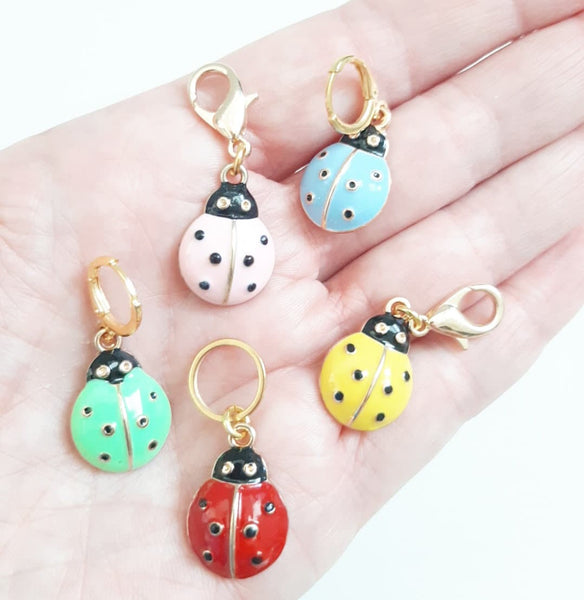 Colorful Ladybugs Knitting Crochet Stitch Markers Set of 5 Progress Keepers Stitch Counter Place Marker Gift for Crocheter Knitter