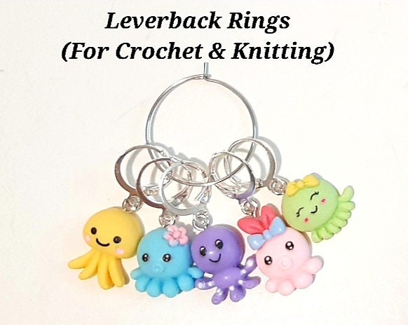 Cute Stitch Markers Octopus Jellyfish Characters for Crochet and Knitting 5pc Set Place Marker Yarn Gifts Accessories Knitting Notions