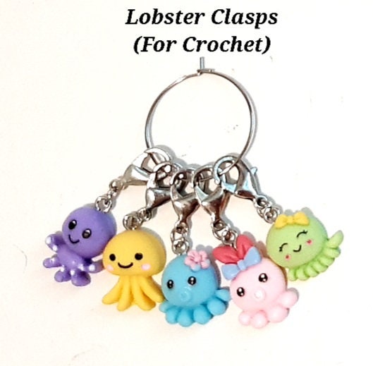 Cute Stitch Markers Octopus Jellyfish Characters for Crochet and Knitting 5pc Set Place Marker Yarn Gifts Accessories Knitting Notions