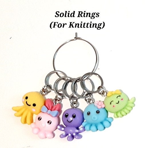 Cute Stitch Markers Octopus Jellyfish Characters for Crochet and Knitting 5pc Set Place Marker Yarn Gifts Accessories Knitting Notions