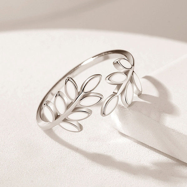 Sterling Silver Yarn Ring Vine Tree Branch Leaves | Adjustable Size Crochet Ring | Beginner Knitting Gift | Tension Regulator Tool