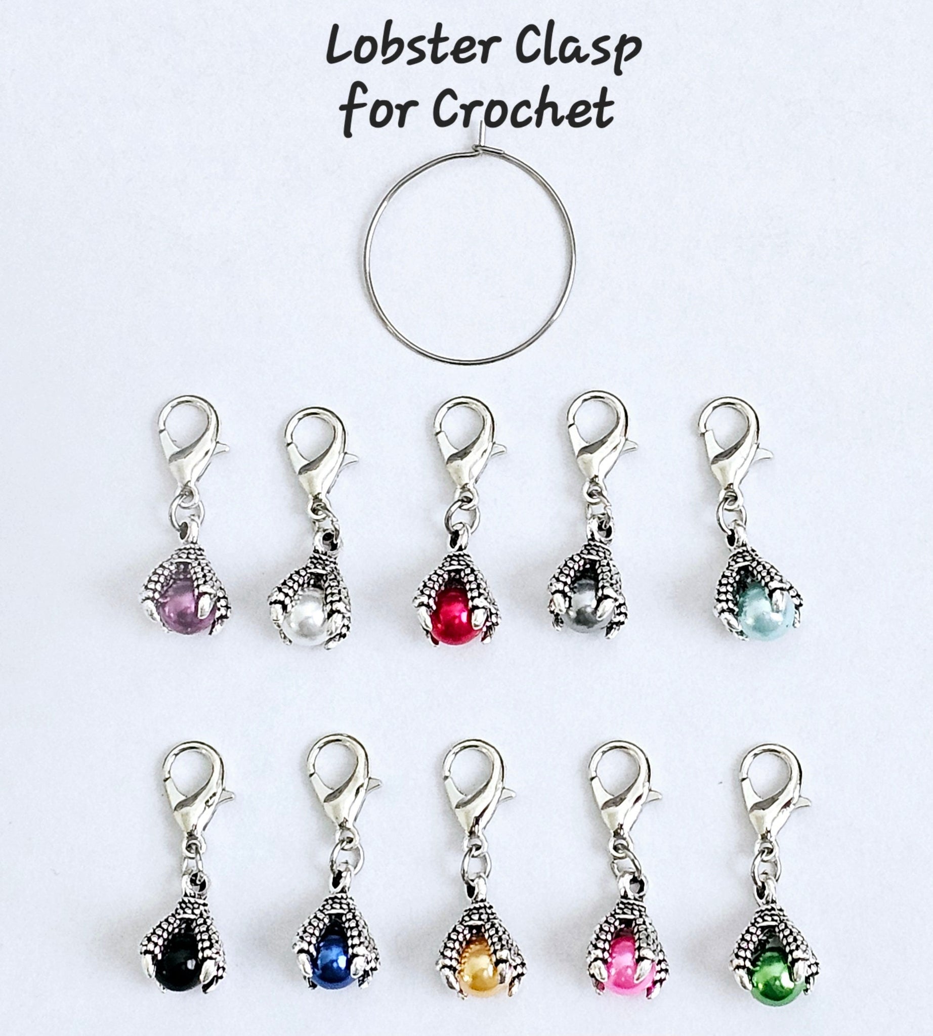 Dragon Claw Stitch Markers Set of 10 Colorful Pearl Bird Claw Knitting Crochet Stitch Markers Progress Keepers Stitch Counter Place Marker